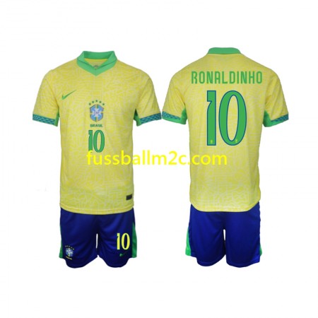 Fußballtrikots Brasilien Ronaldinho 10 Kinder Heim Trikotsatz 2024 Fußballtrikots Brasilien Ronaldinho 10 Kinder Heim Trikotsatz 2024